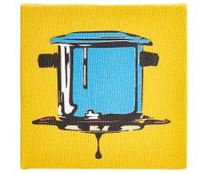 Coffee filter yellow blue